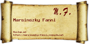 Marsinszky Fanni névjegykártya